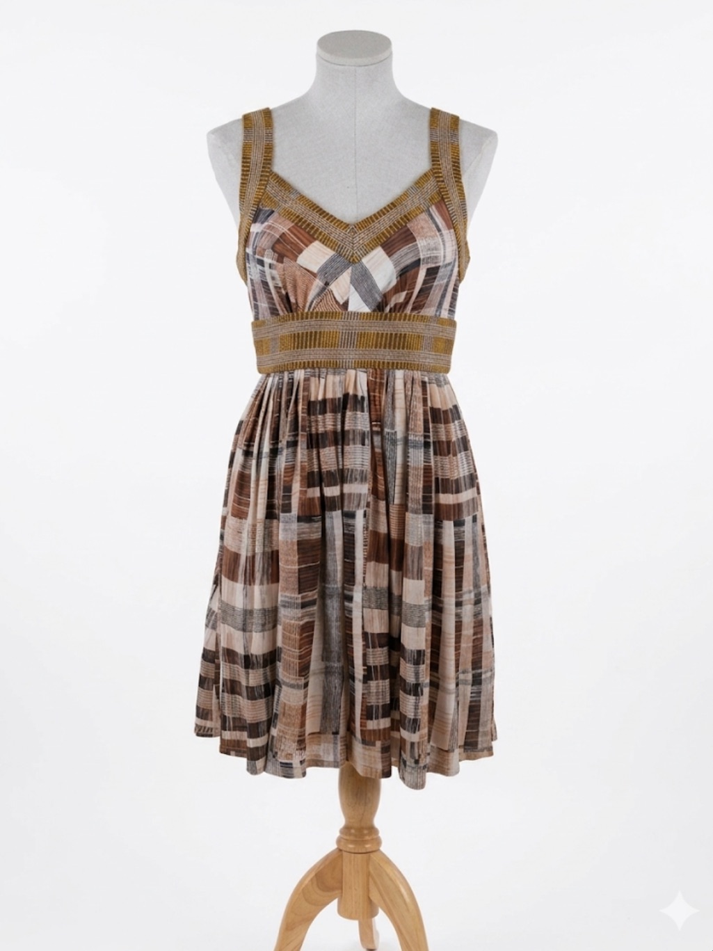 Anthropologie Plenty Tracy Reese 100% Silk Dress Size 6 Patchwork/Plaid Print